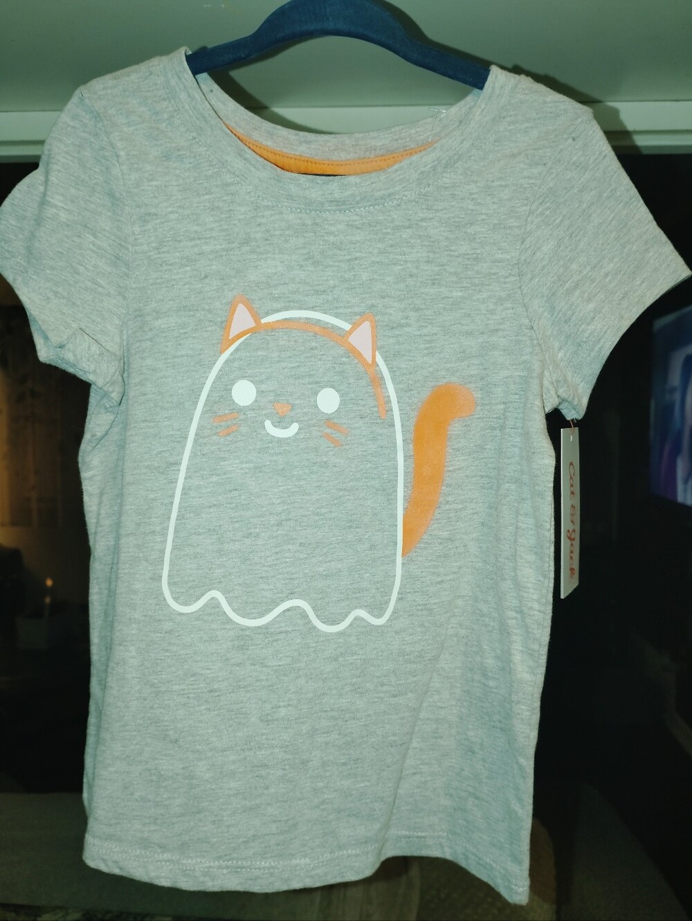 Nwt 3t Cat & Jack Light Gray Tee with Orange Cat Accent - Picture 1 of 5